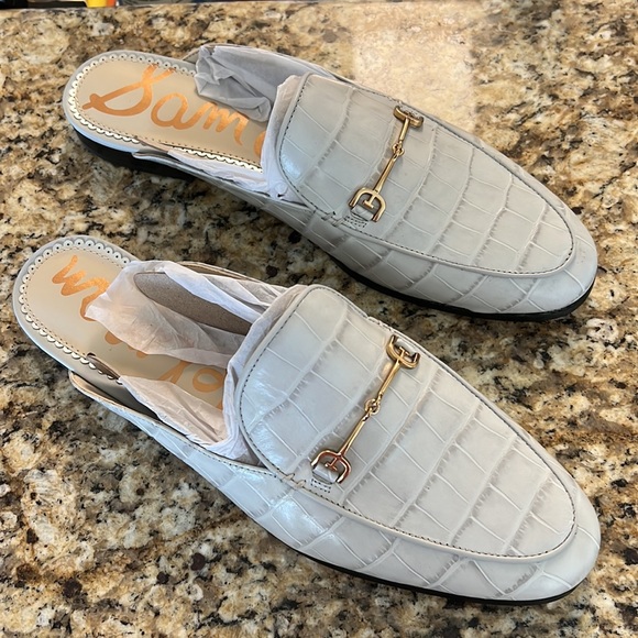 SAM EDELMAN Linnie Croc-Embossed Leather Mules in Grey Sz 10 - NWOB!!! - Picture 4 of 7